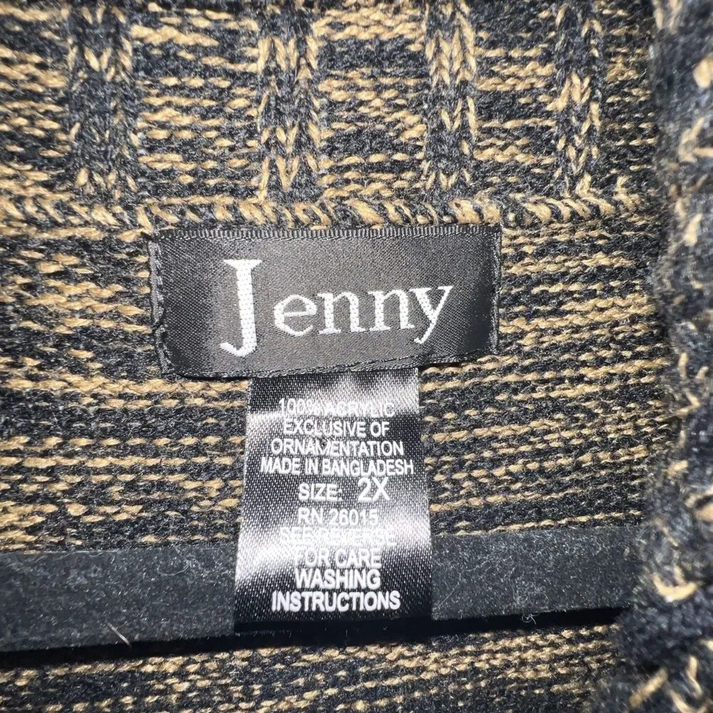 Jenny Sweater Vest Modern Stylish Black &‎ Brown Size 2X (Fits Like 1X)